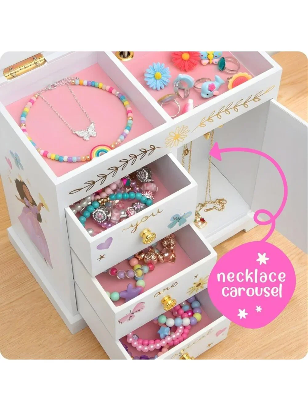 Enchanting Musical Jewelry Box for Girls - Princess Theme, Perfect Gift!